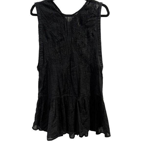 Free People Top Blouse Womens Small Black Lace Sleeveless Coquette Whimsigoth - Picture 2 of 8